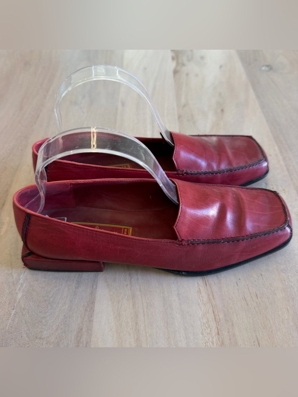Vintage Cole Haan Square Block Heel Red Leather Heels Size 7.5